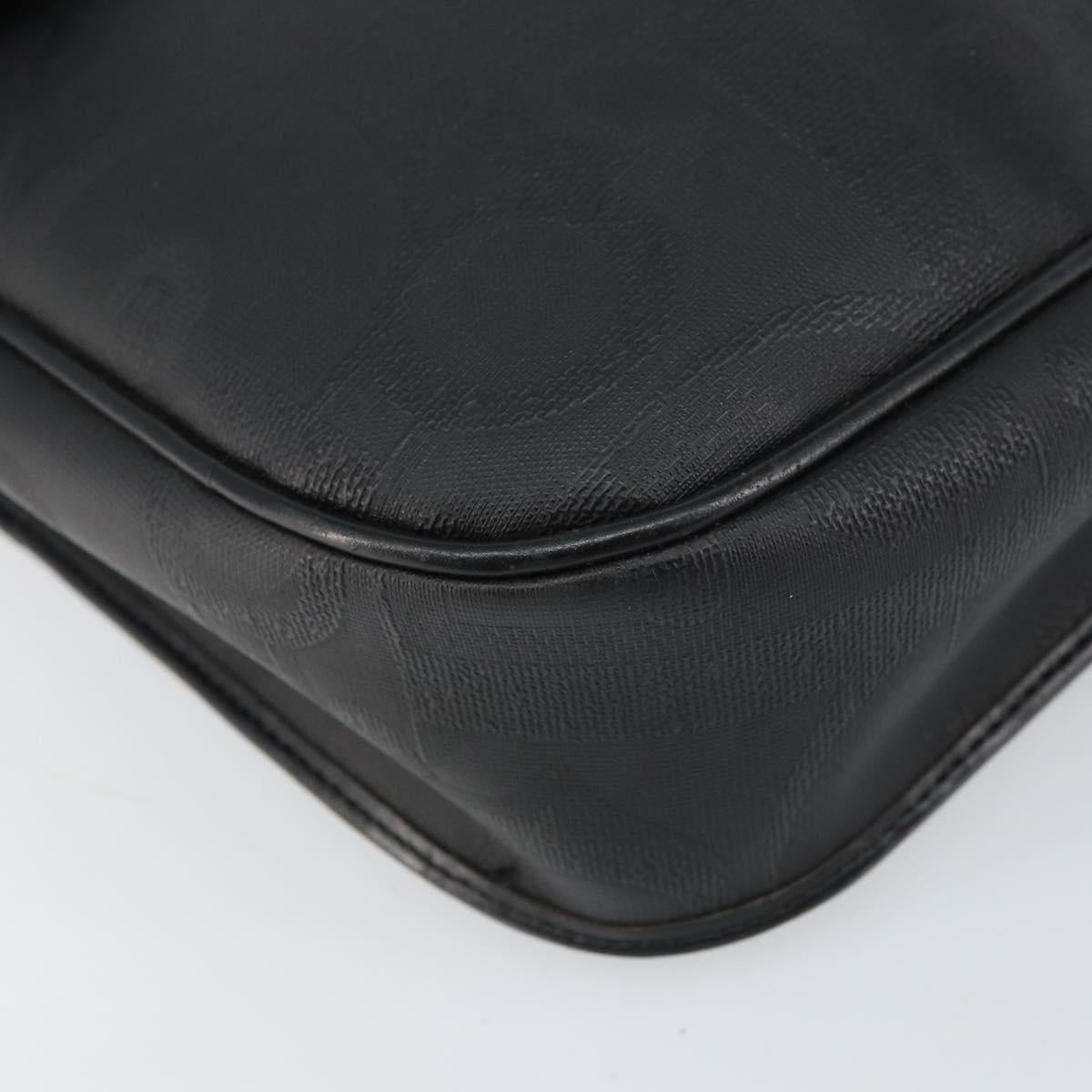 Christian Dior Trotter Canvas Shoulder Bag PVC Black Gold Auth ka1186