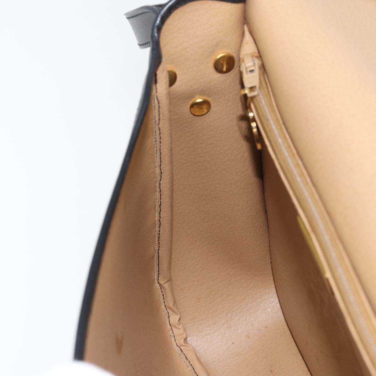 Christian Dior Trotter Canvas Shoulder Bag PVC Black Gold Auth ka1186