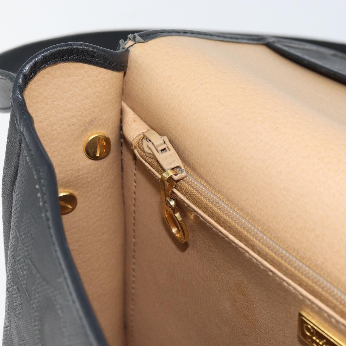 Christian Dior Trotter Canvas Shoulder Bag PVC Black Gold Auth ka1186