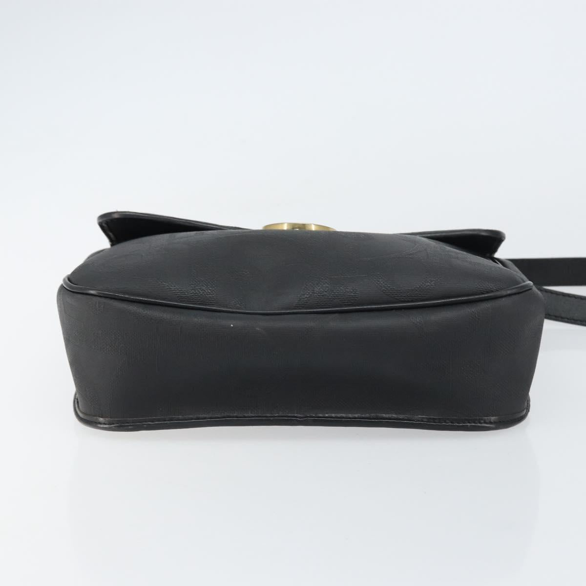 Christian Dior Trotter Canvas Shoulder Bag PVC Black Gold Auth ka1186