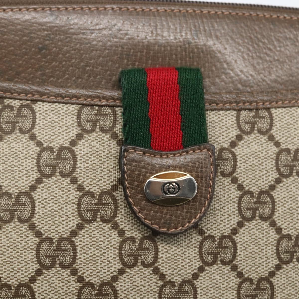 GUCCI GG Supreme Web Sherry Line Shoulder Bag PVC Beige 39 02 026 Auth ka1189