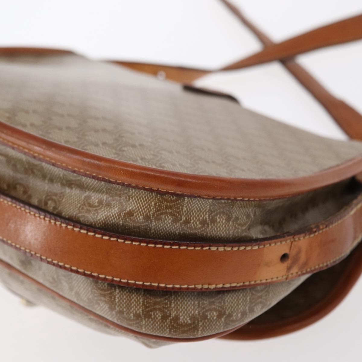 CELINE Macadam Canvas Shoulder Bag PVC Beige Gold Auth ka119