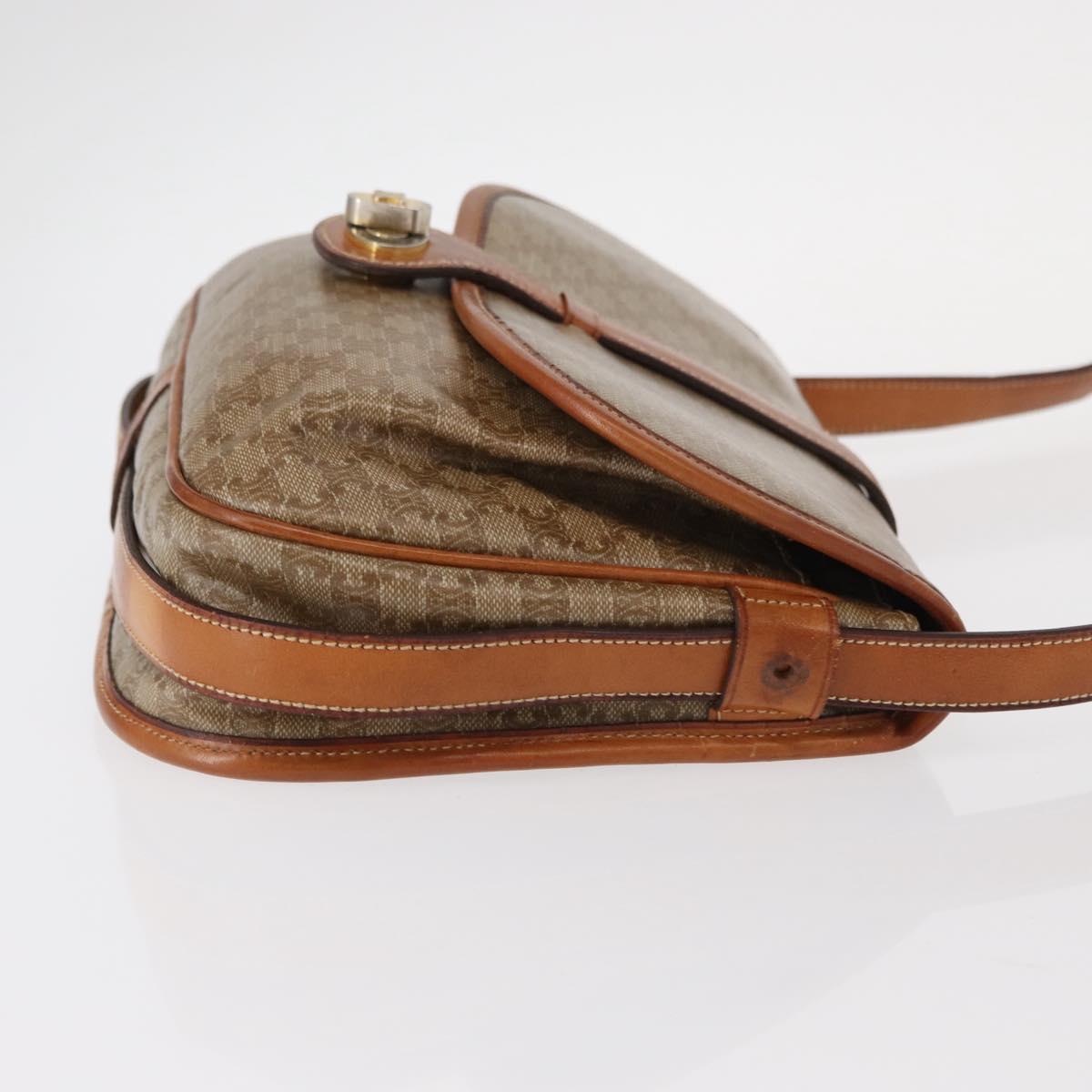 CELINE Macadam Canvas Shoulder Bag PVC Beige Gold Auth ka119