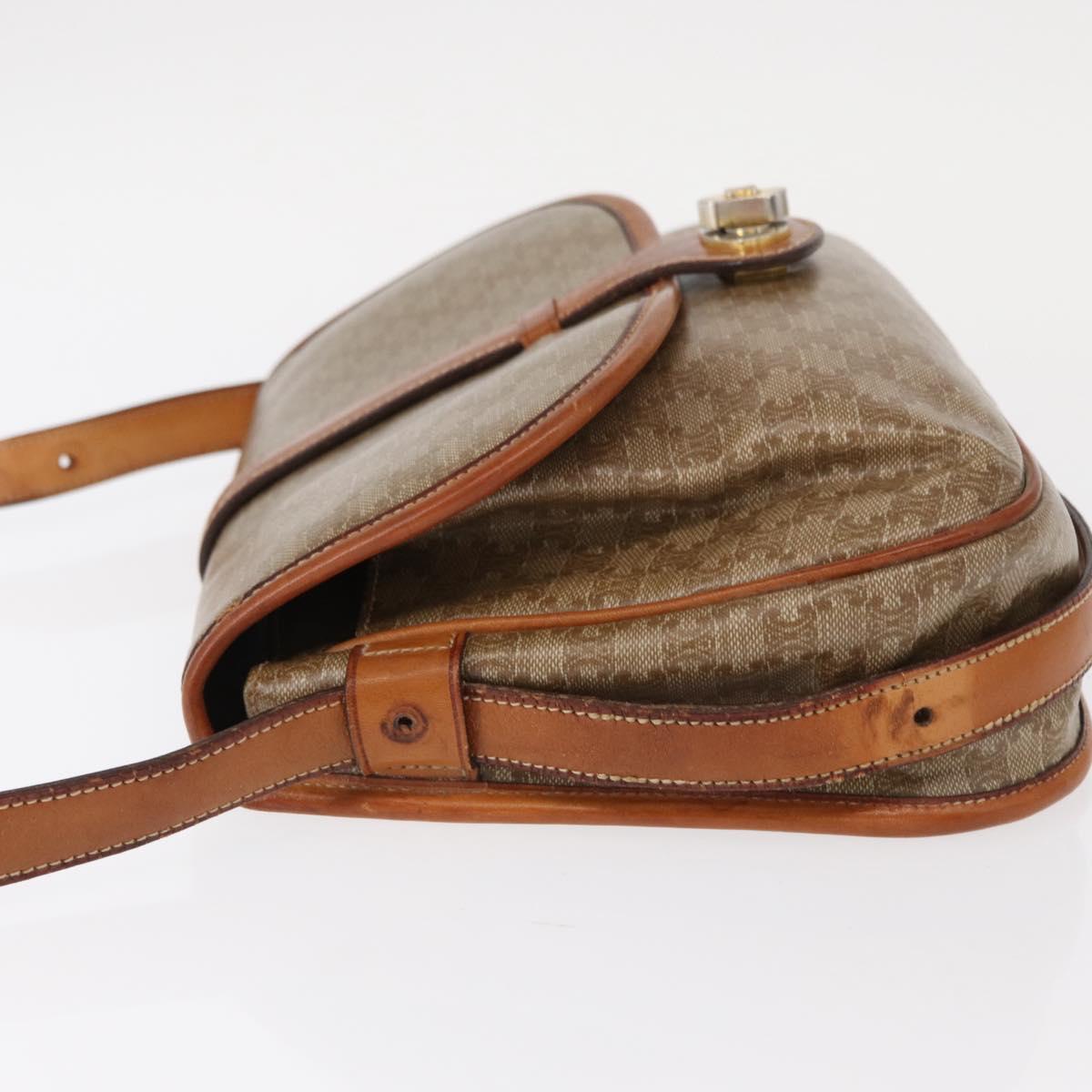 CELINE Macadam Canvas Shoulder Bag PVC Beige Gold Auth ka119