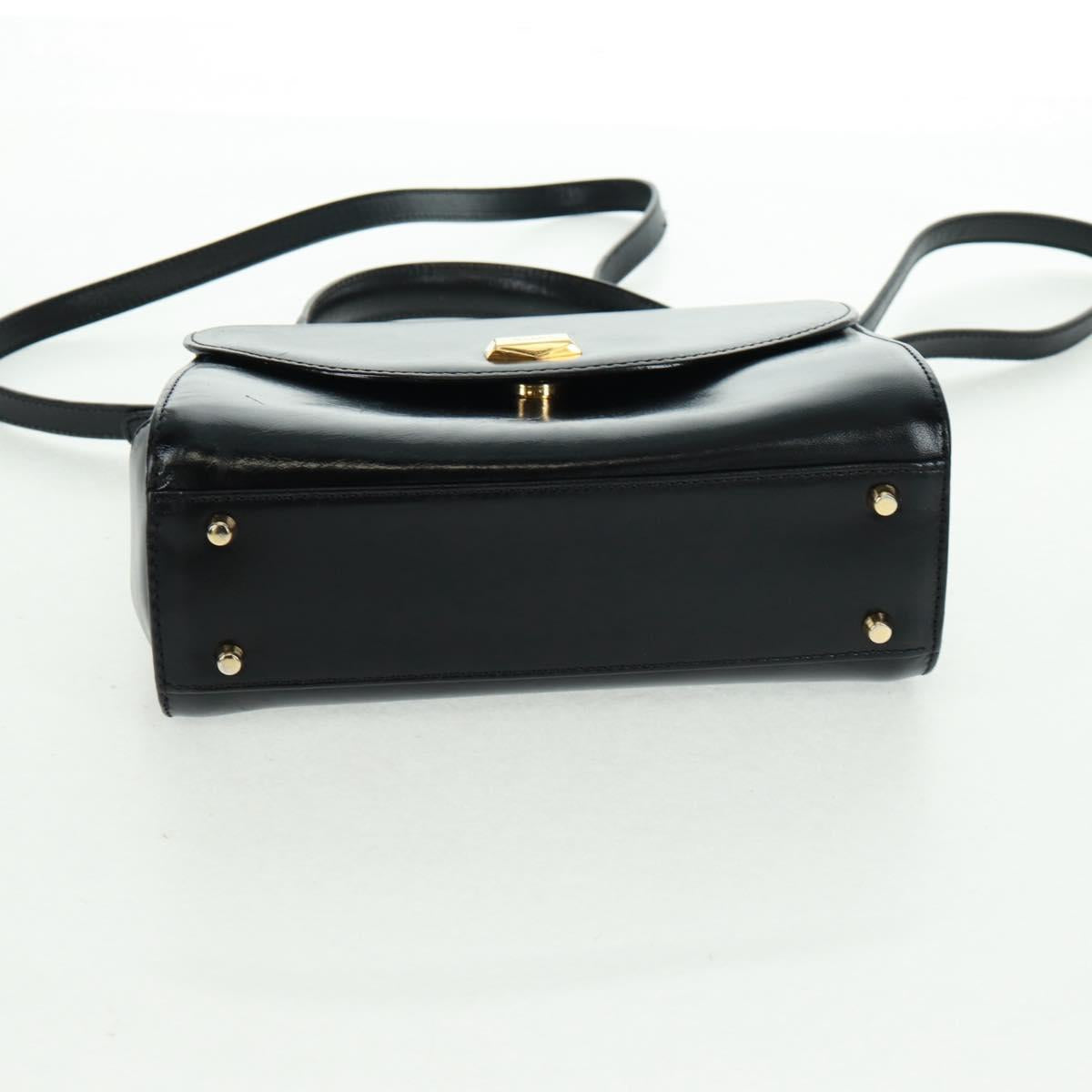 BALLY Hand Bag Leather 2way Gold Black Auth ka1217