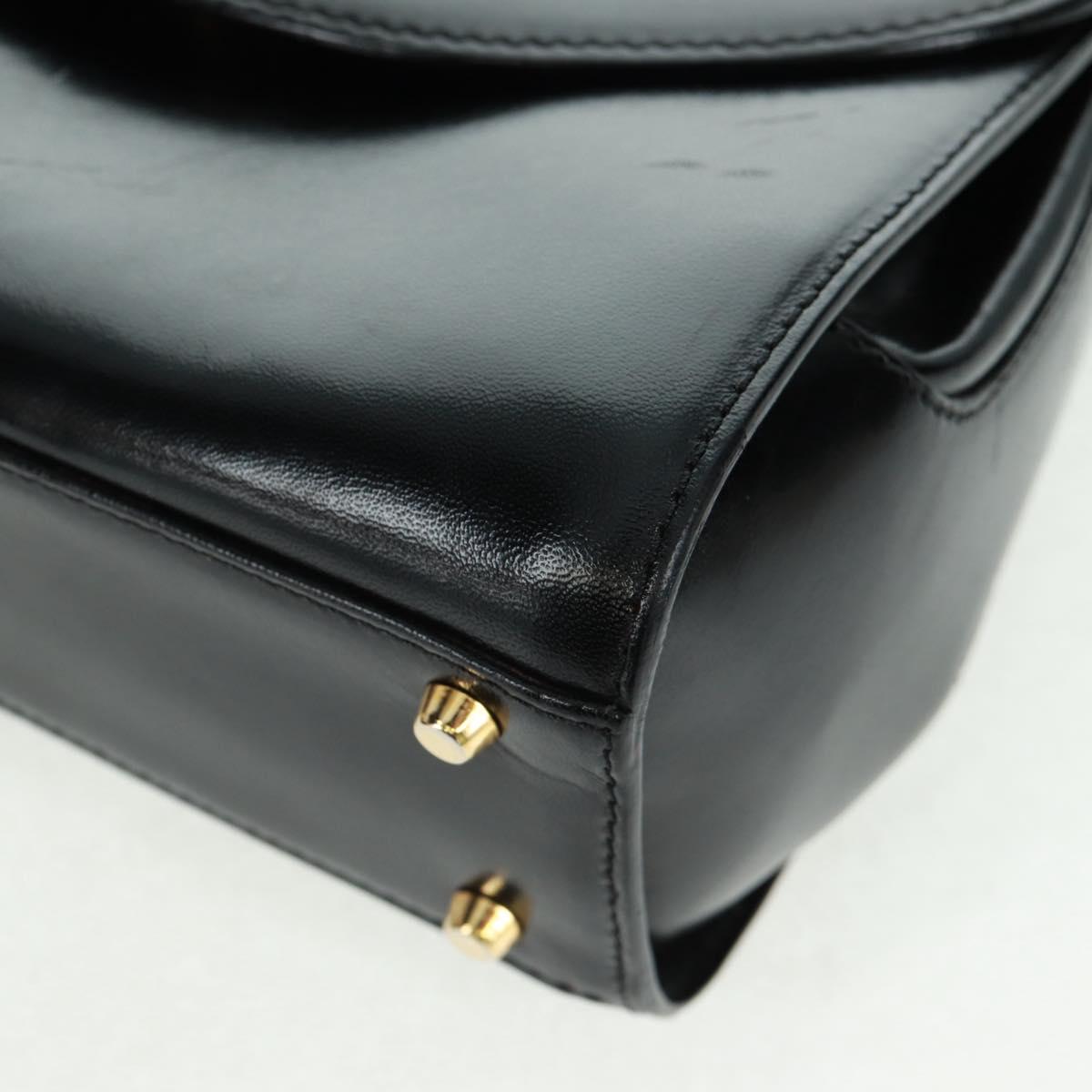 BALLY Hand Bag Leather 2way Gold Black Auth ka1217