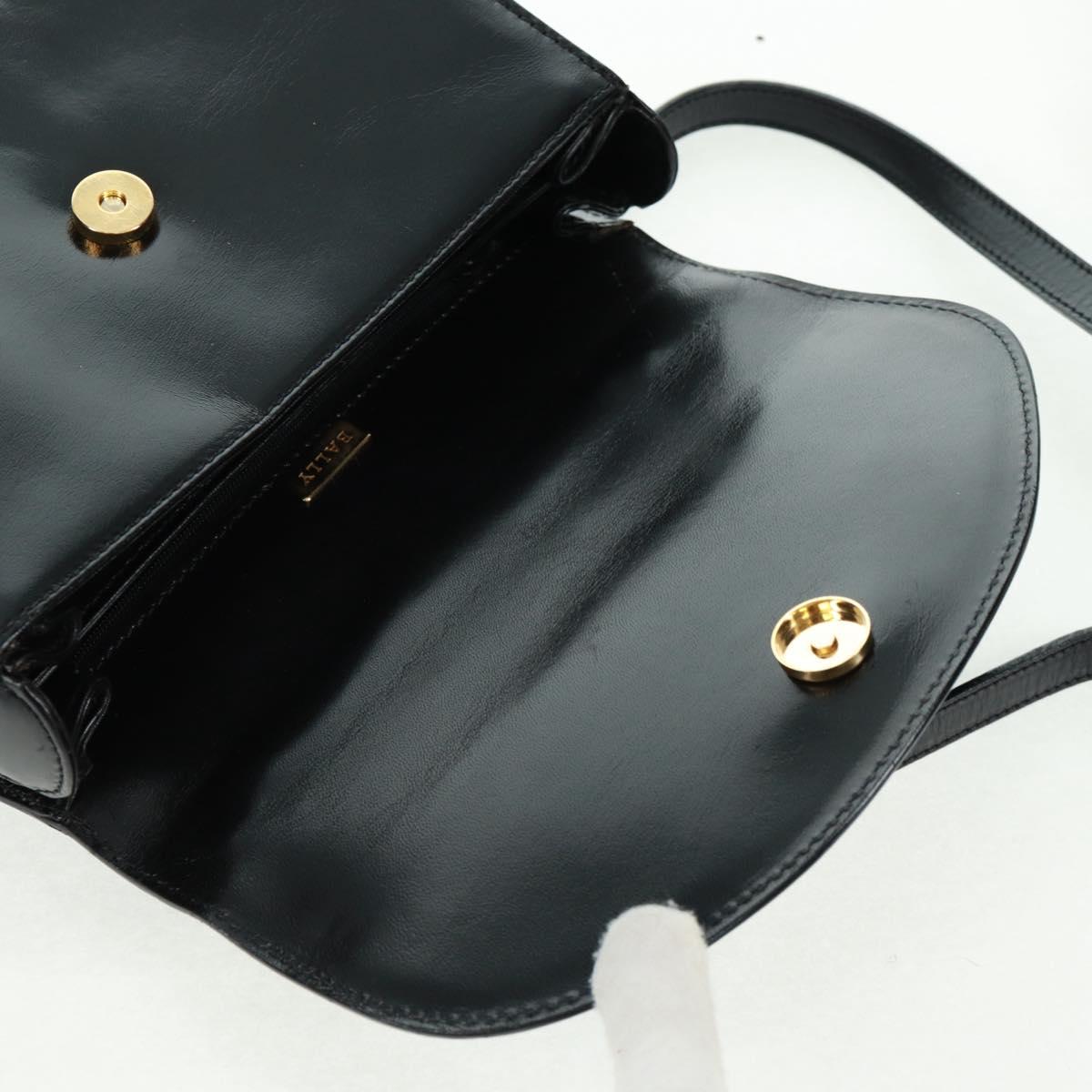 BALLY Hand Bag Leather 2way Gold Black Auth ka1217