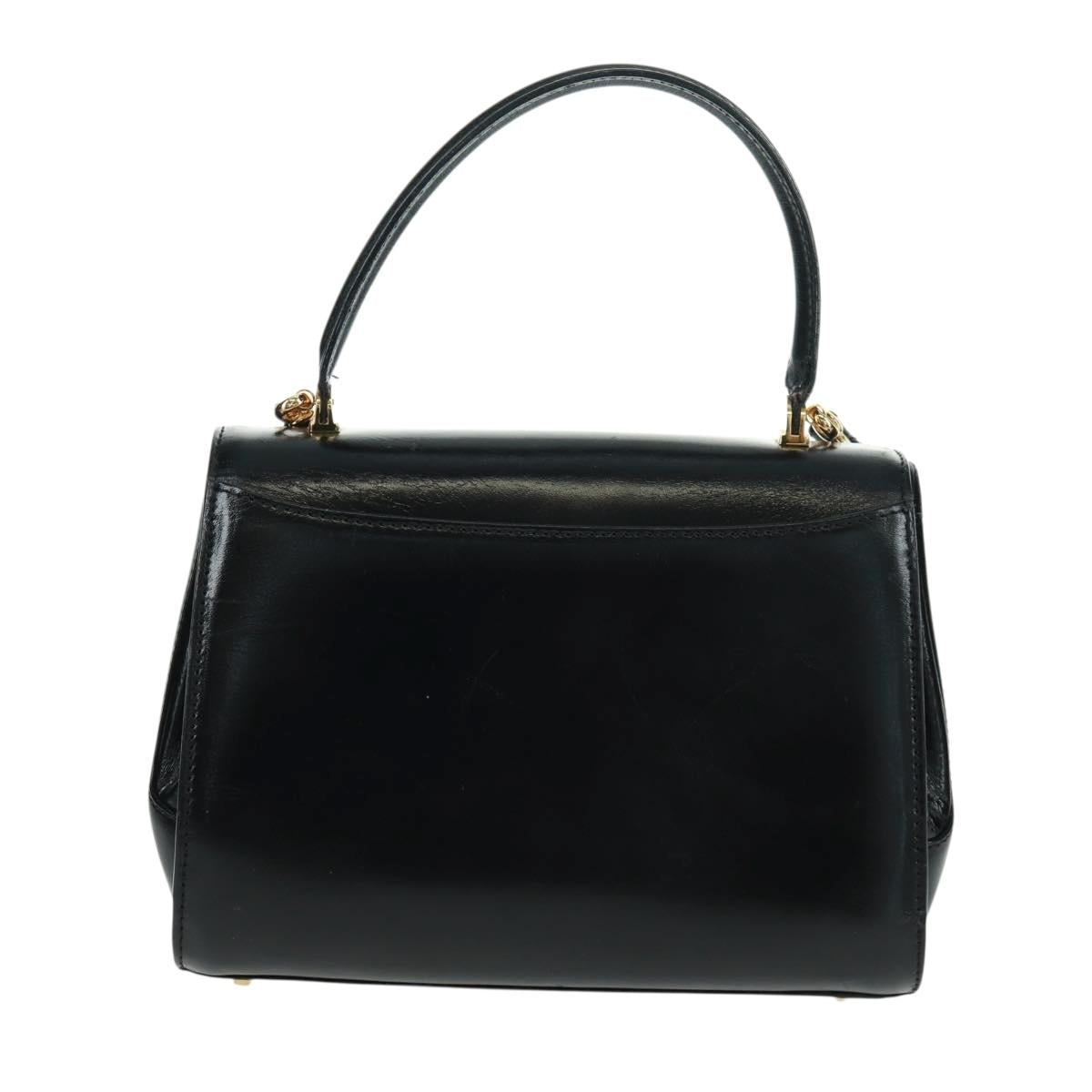 BALLY Hand Bag Leather 2way Gold Black Auth ka1217