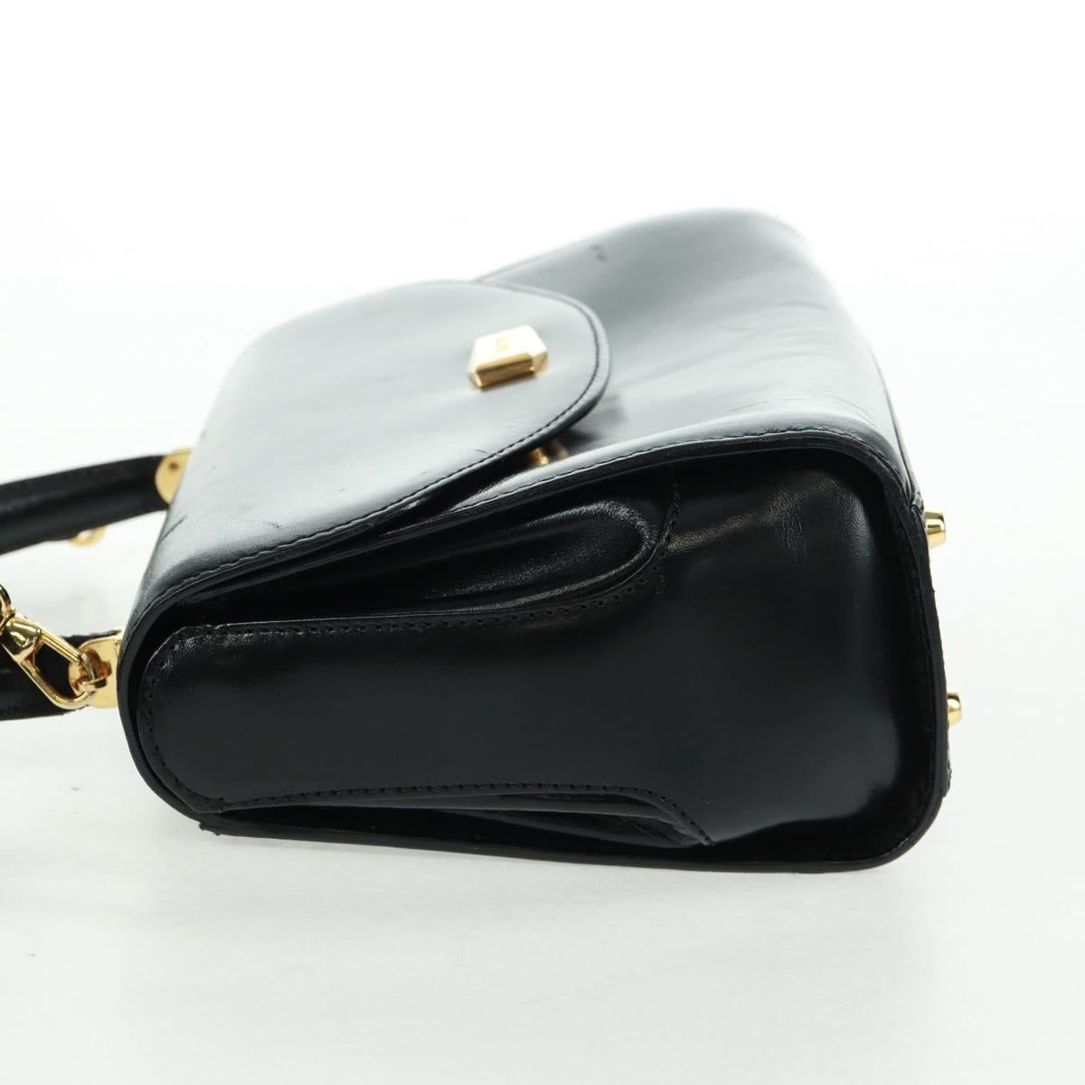 BALLY Hand Bag Leather 2way Gold Black Auth ka1217