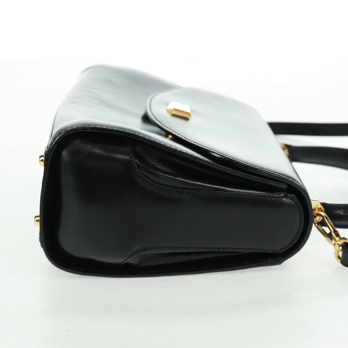 BALLY Hand Bag Leather 2way Gold Black Auth ka1217