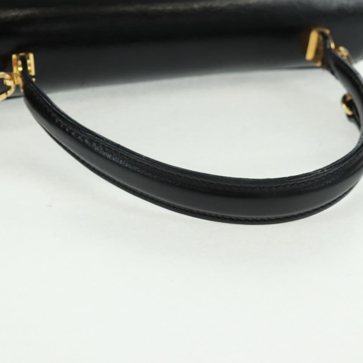 BALLY Hand Bag Leather 2way Gold Black Auth ka1217