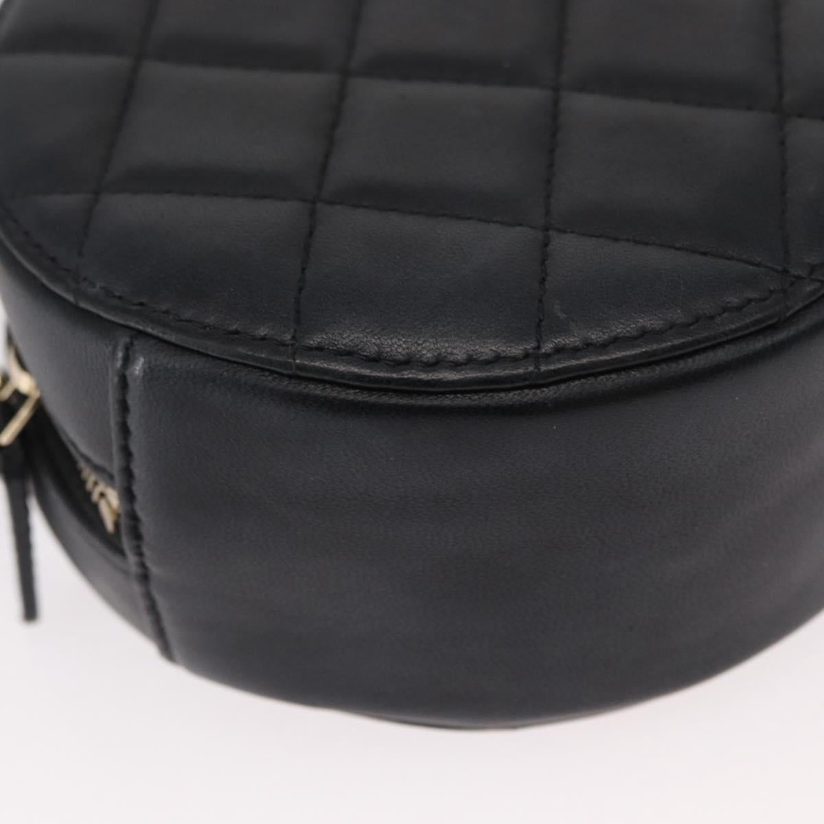 CHANEL Matelasse Shoulder Bag Lamb Skin Black Gold CC Auth ka1221SAV