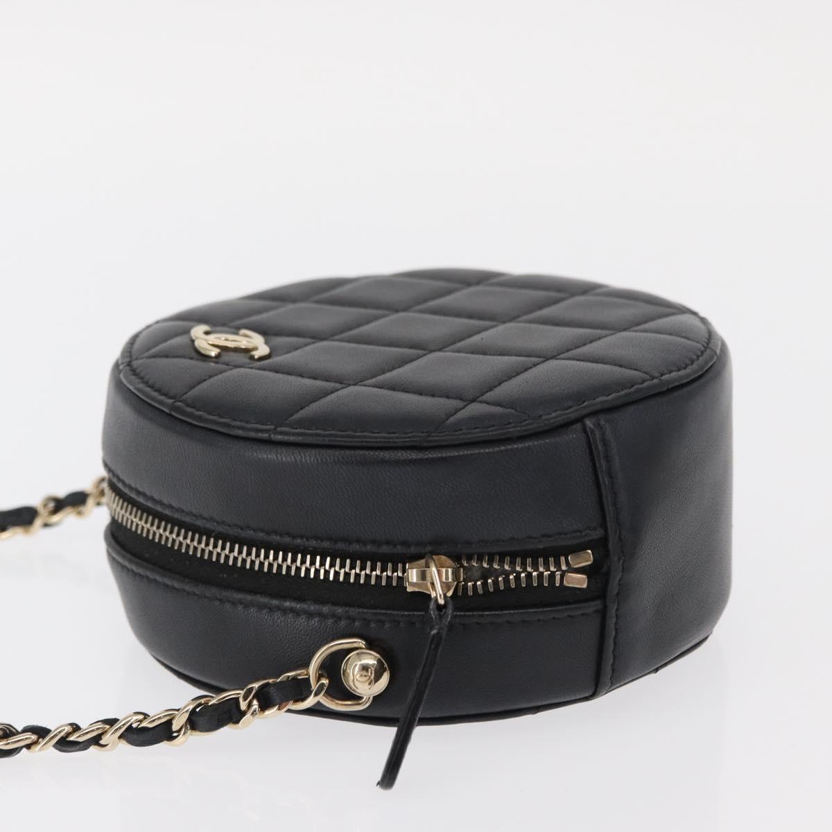 CHANEL Matelasse Shoulder Bag Lamb Skin Black Gold CC Auth ka1221SAV