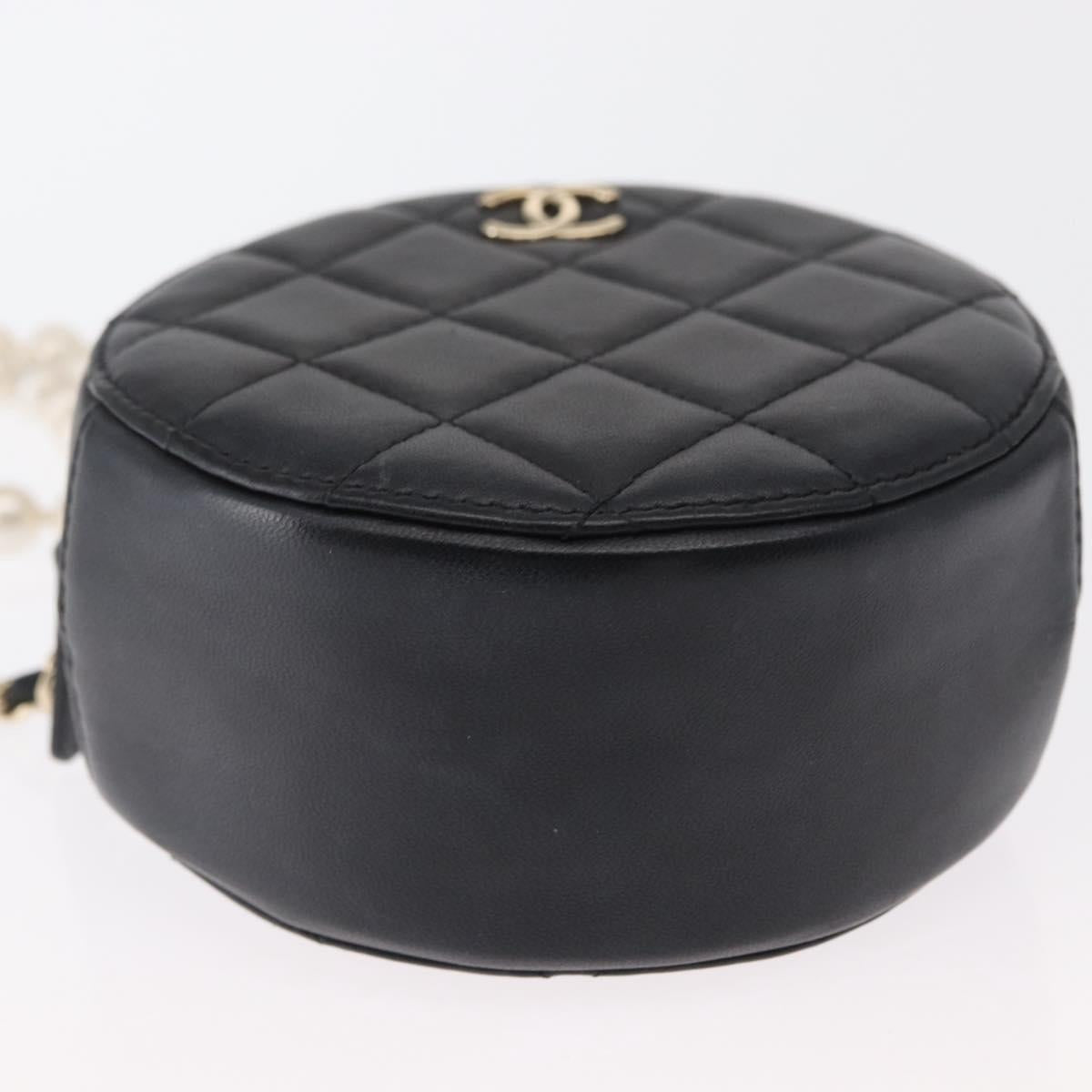 CHANEL Matelasse Shoulder Bag Lamb Skin Black Gold CC Auth ka1221SAV