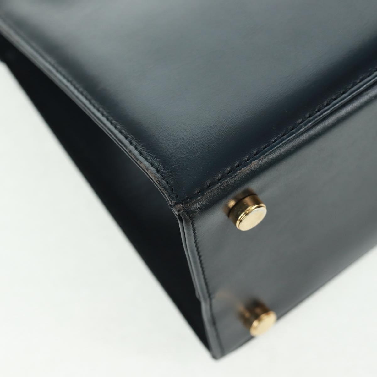 Salvatore Ferragamo Vala Hand Bag Leather 2way Navy Gold Auth ka1224