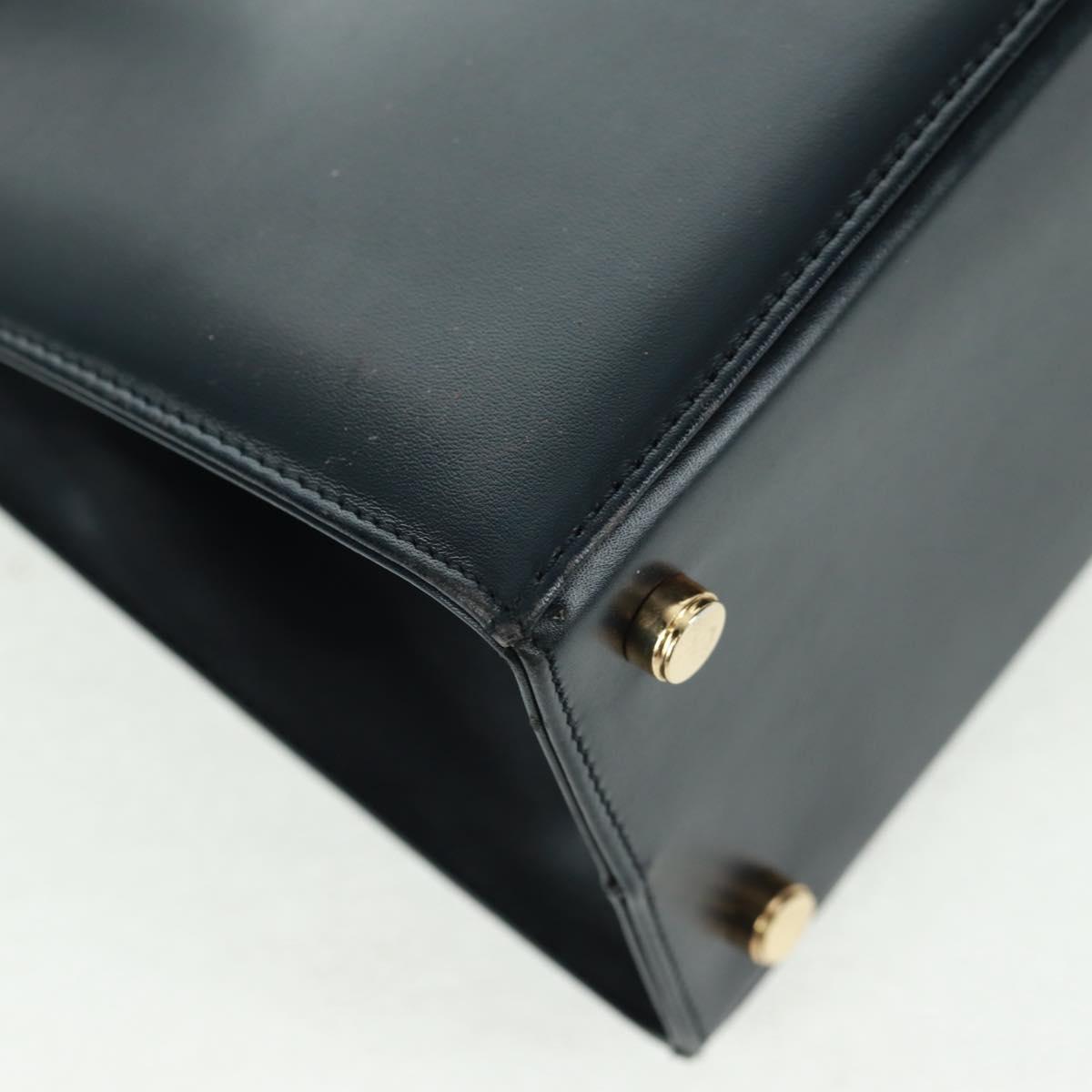 Salvatore Ferragamo Vala Hand Bag Leather 2way Navy Gold Auth ka1224