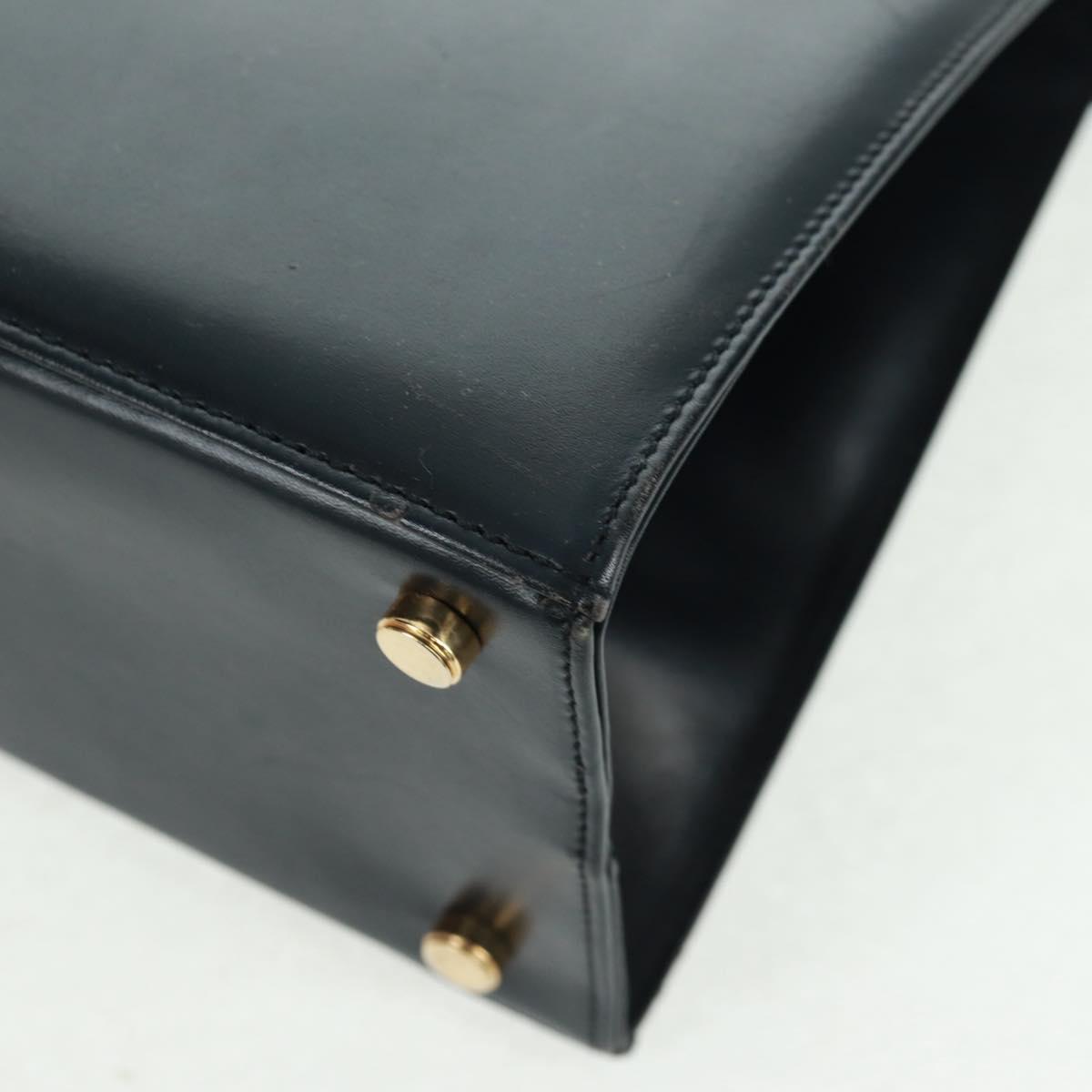 Salvatore Ferragamo Vala Hand Bag Leather 2way Navy Gold Auth ka1224