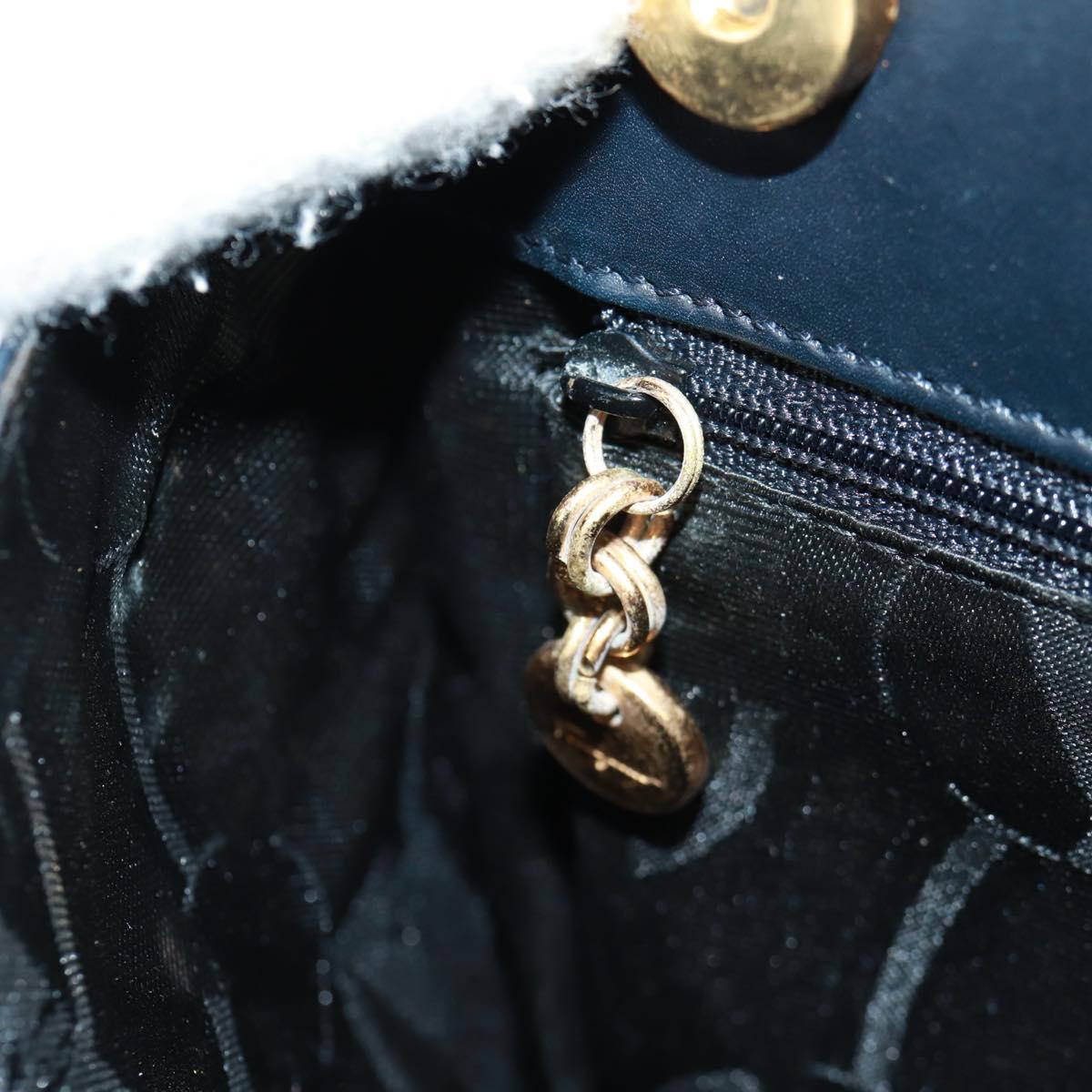 Salvatore Ferragamo Vala Hand Bag Leather 2way Navy Gold Auth ka1224