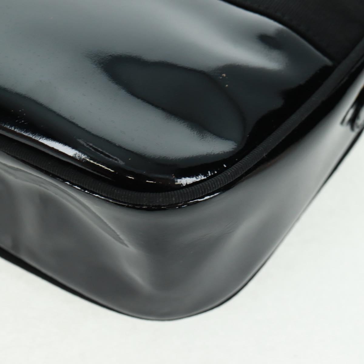 Salvatore Ferragamo Shoulder Bag Patent leather Black Gold Auth ka1226