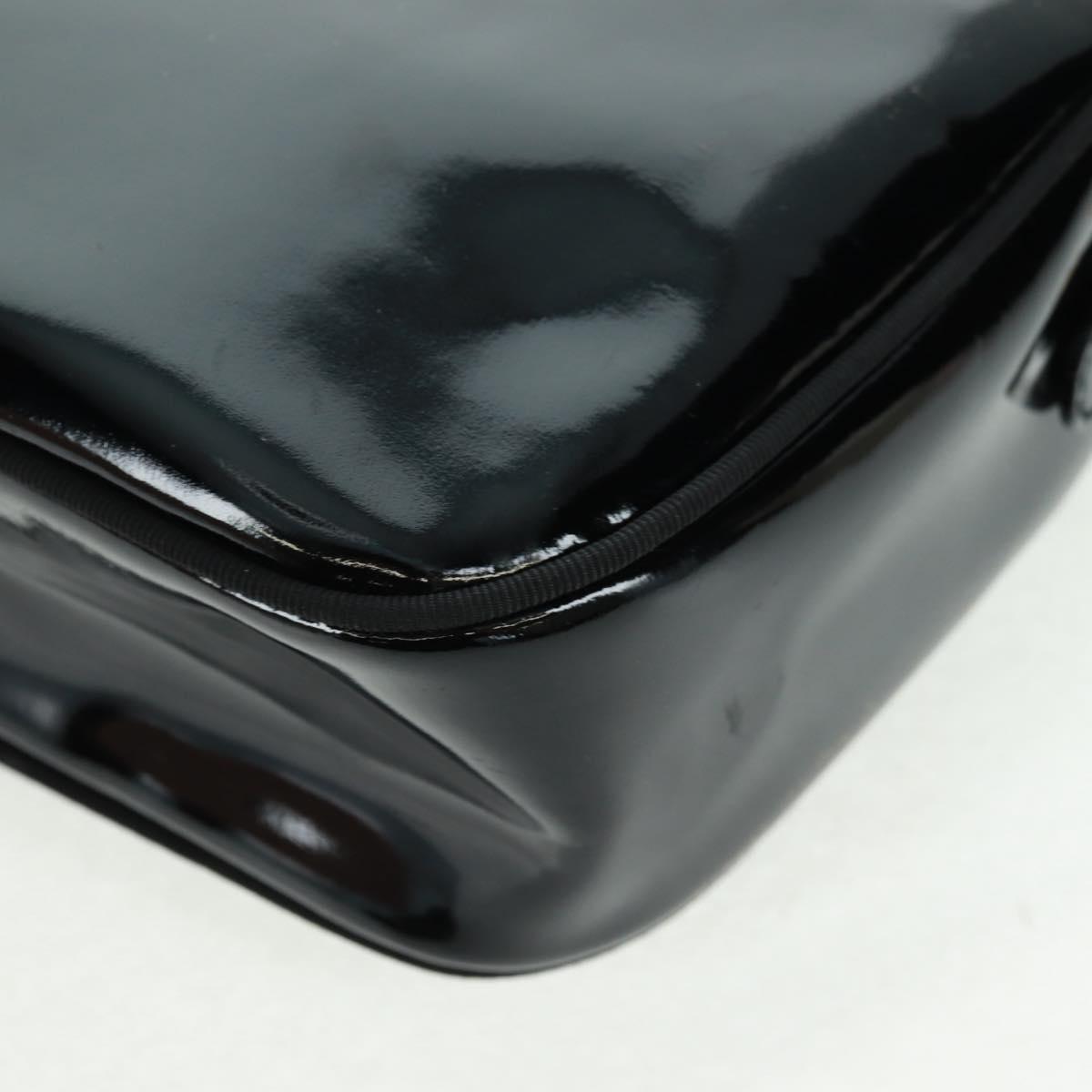 Salvatore Ferragamo Shoulder Bag Patent leather Black Gold Auth ka1226
