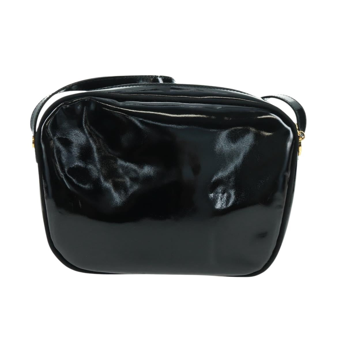 Salvatore Ferragamo Shoulder Bag Patent leather Black Gold Auth ka1226