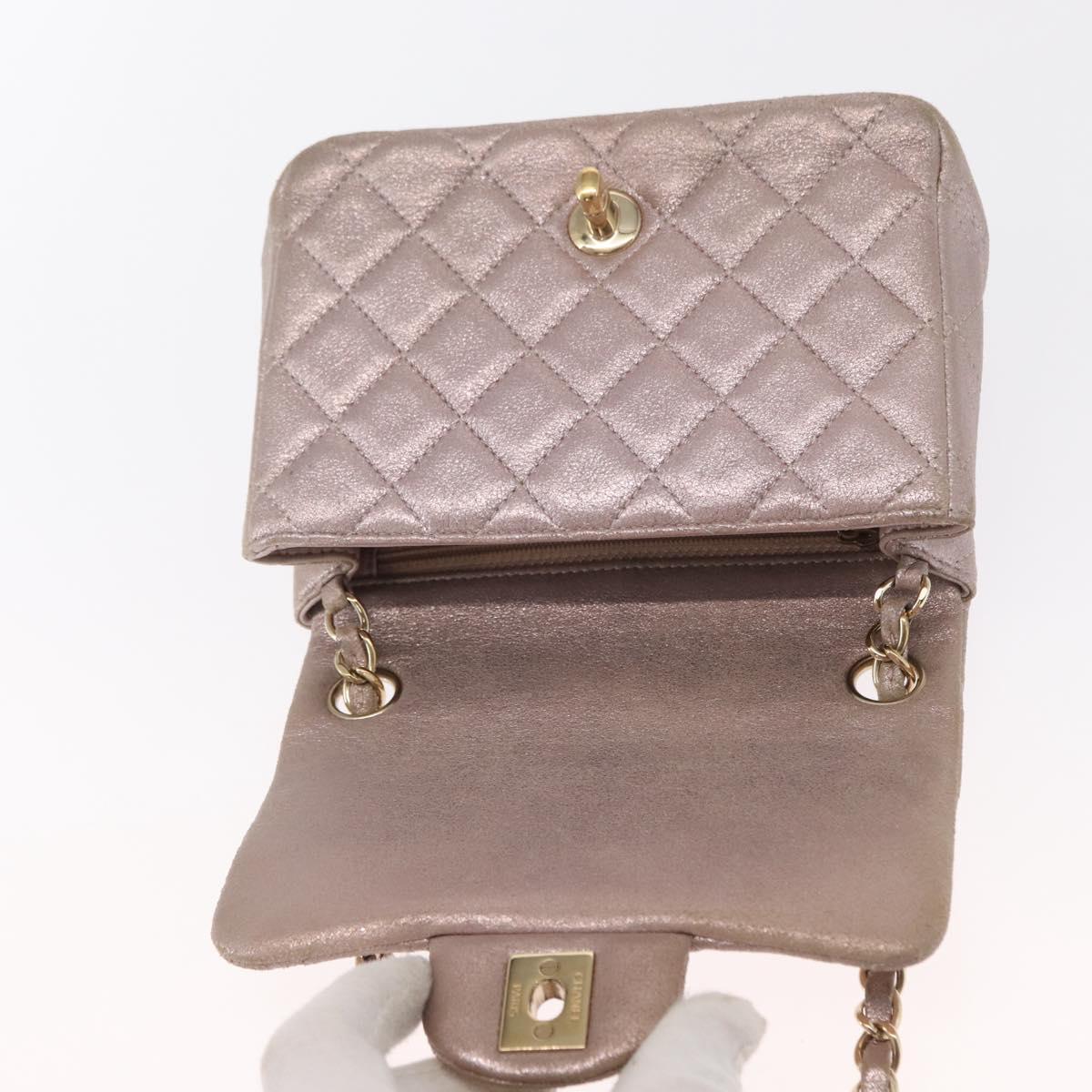 CHANEL Matelasse 17 Chain Shoulder Bag Leather Pink Gold CC Auth ka1227A