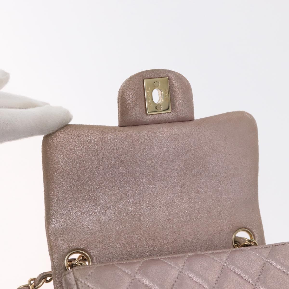 CHANEL Matelasse 17 Chain Shoulder Bag Leather Pink Gold CC Auth ka1227A