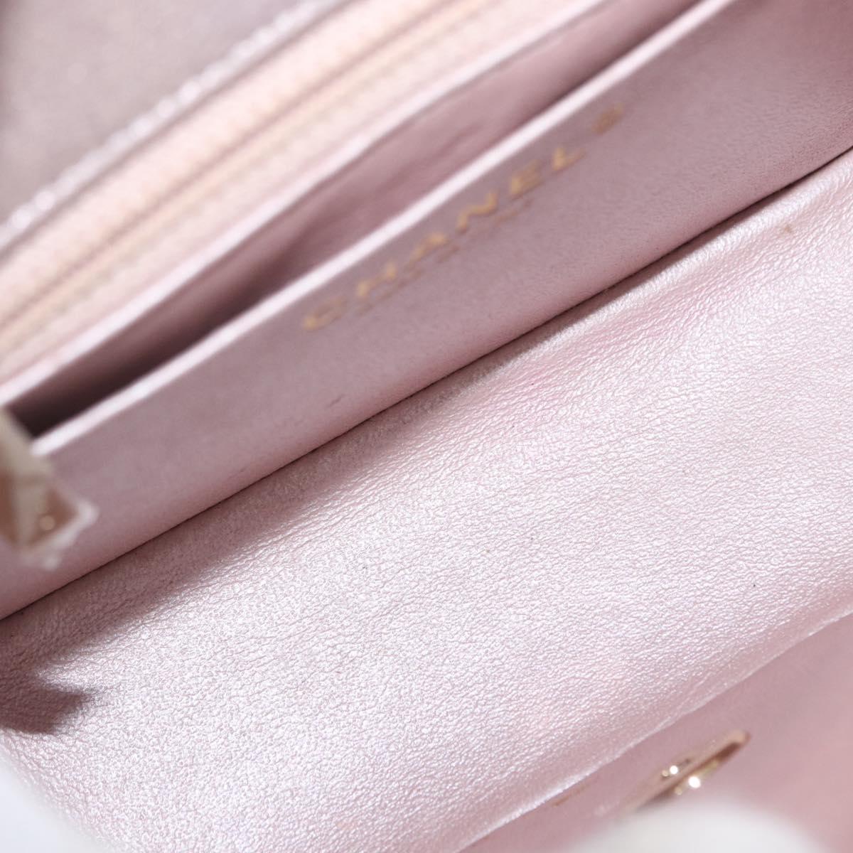 CHANEL Matelasse 17 Chain Shoulder Bag Leather Pink Gold CC Auth ka1227A