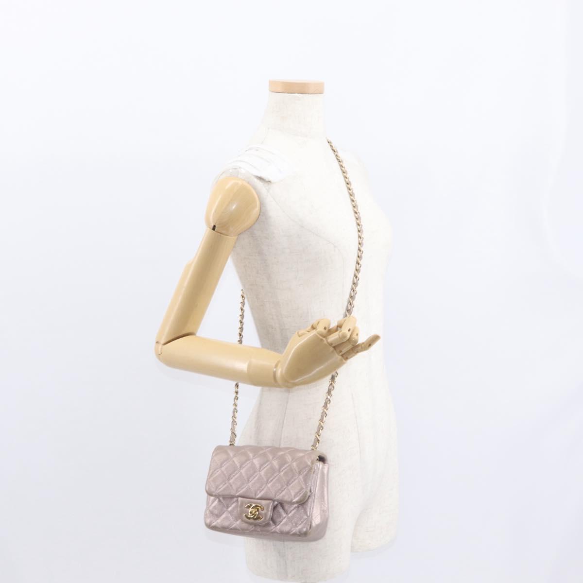 CHANEL Matelasse 17 Chain Shoulder Bag Leather Pink Gold CC Auth ka1227A