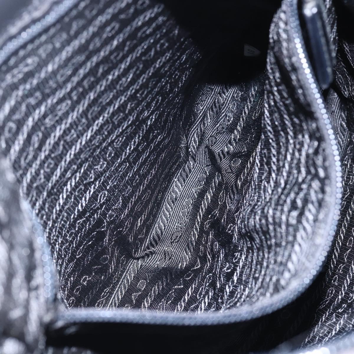 PRADA Shoulder Bag Nylon Black Silver Auth ka123