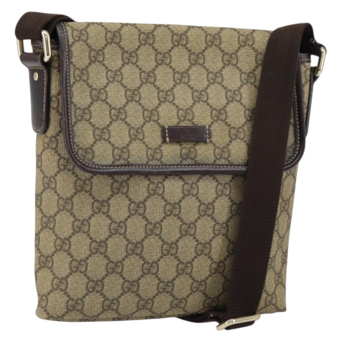 GUCCI GG Supreme Shoulder Bag PVC Beige Gold 223666 Auth ka1236