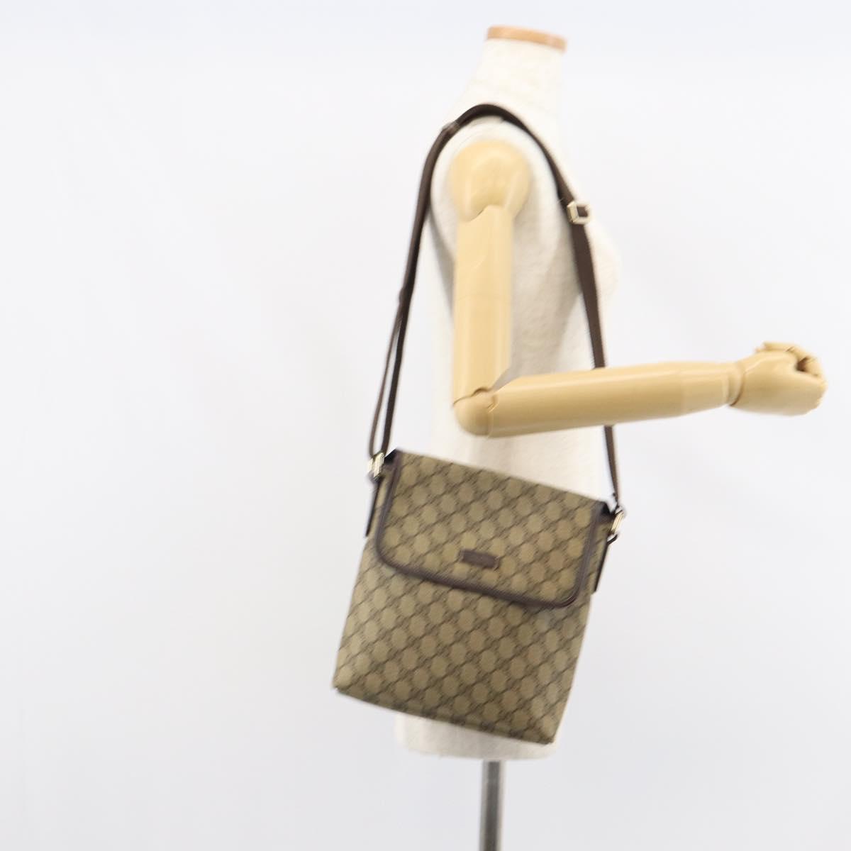 GUCCI GG Supreme Shoulder Bag PVC Beige Gold 223666 Auth ka1236