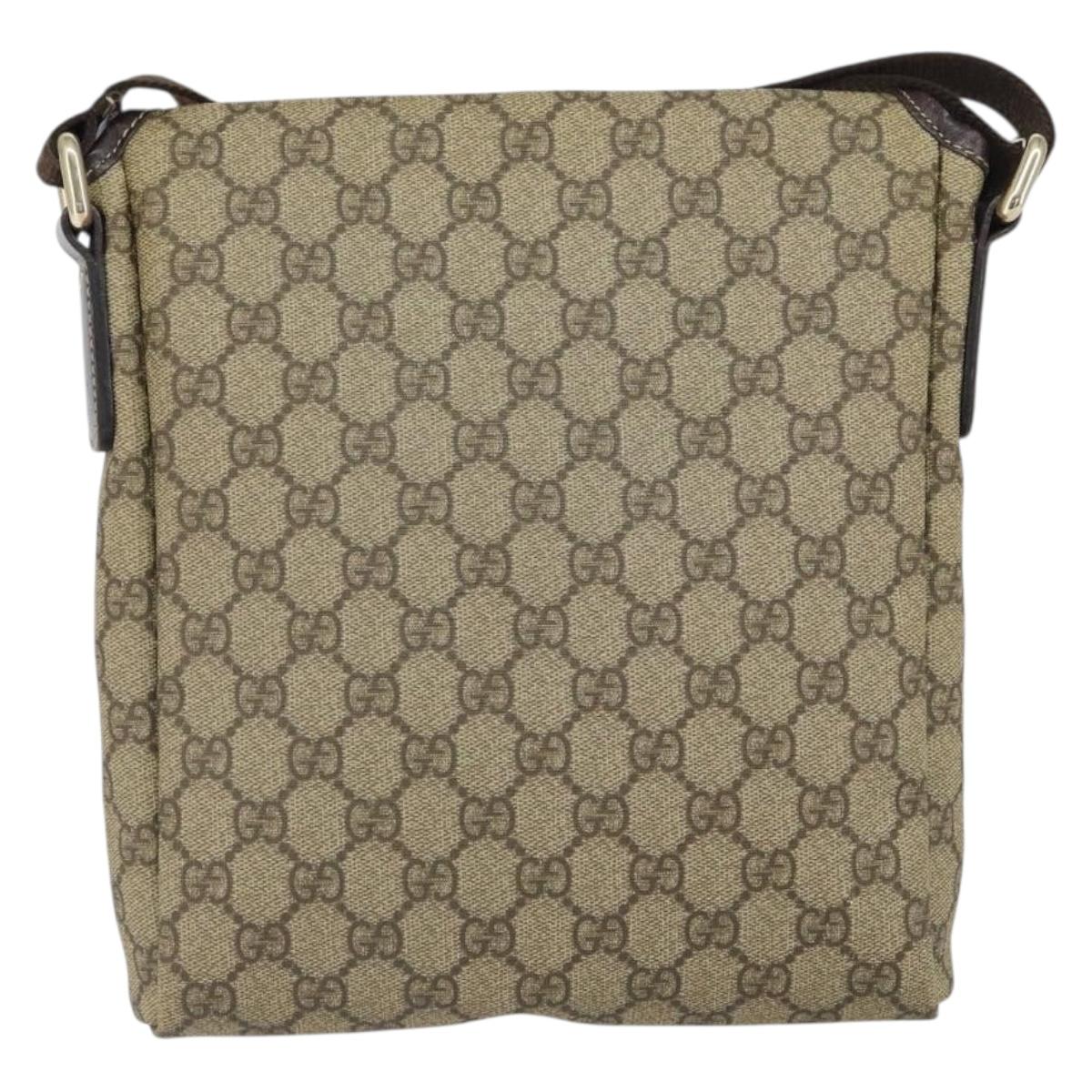 GUCCI GG Supreme Shoulder Bag PVC Beige Gold 223666 Auth ka1236