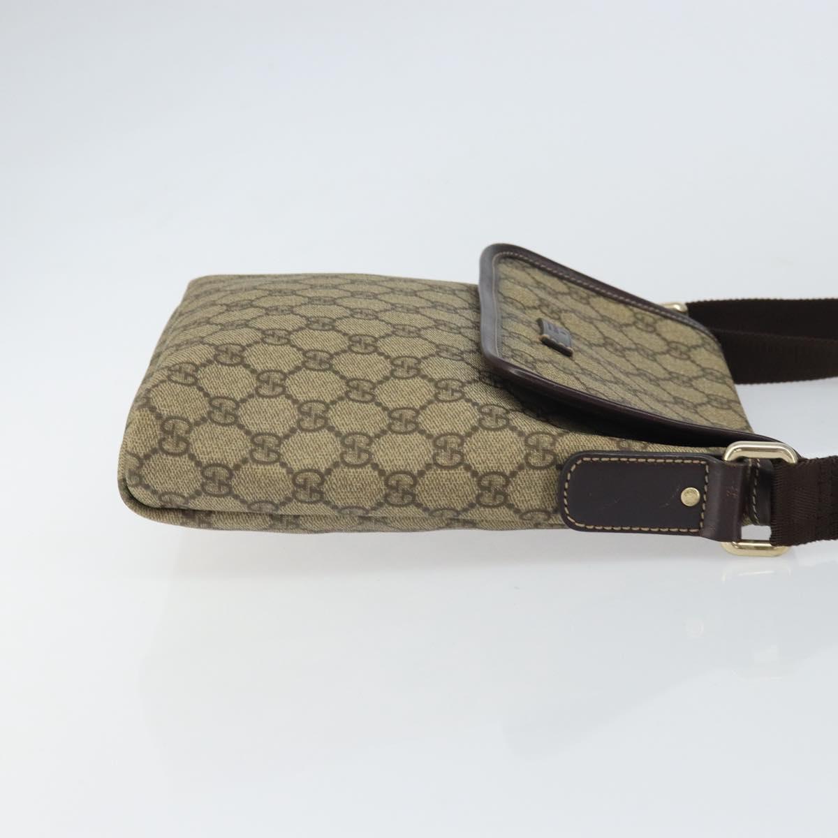 GUCCI GG Supreme Shoulder Bag PVC Beige Gold 223666 Auth ka1236