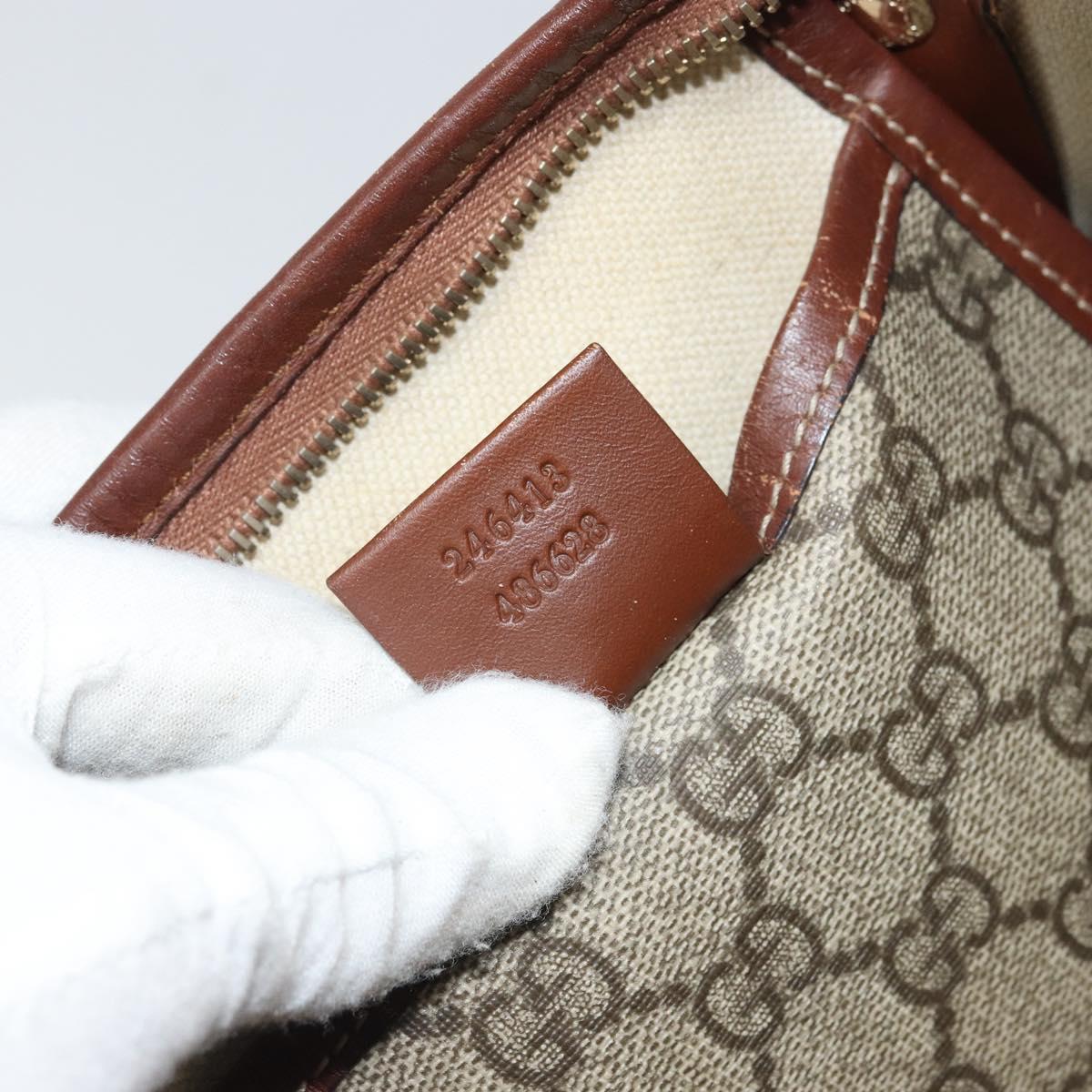 GUCCI GG Supreme Web Sherry Line Shoulder Bag PVC Beige Gold 246413 Auth ka1238