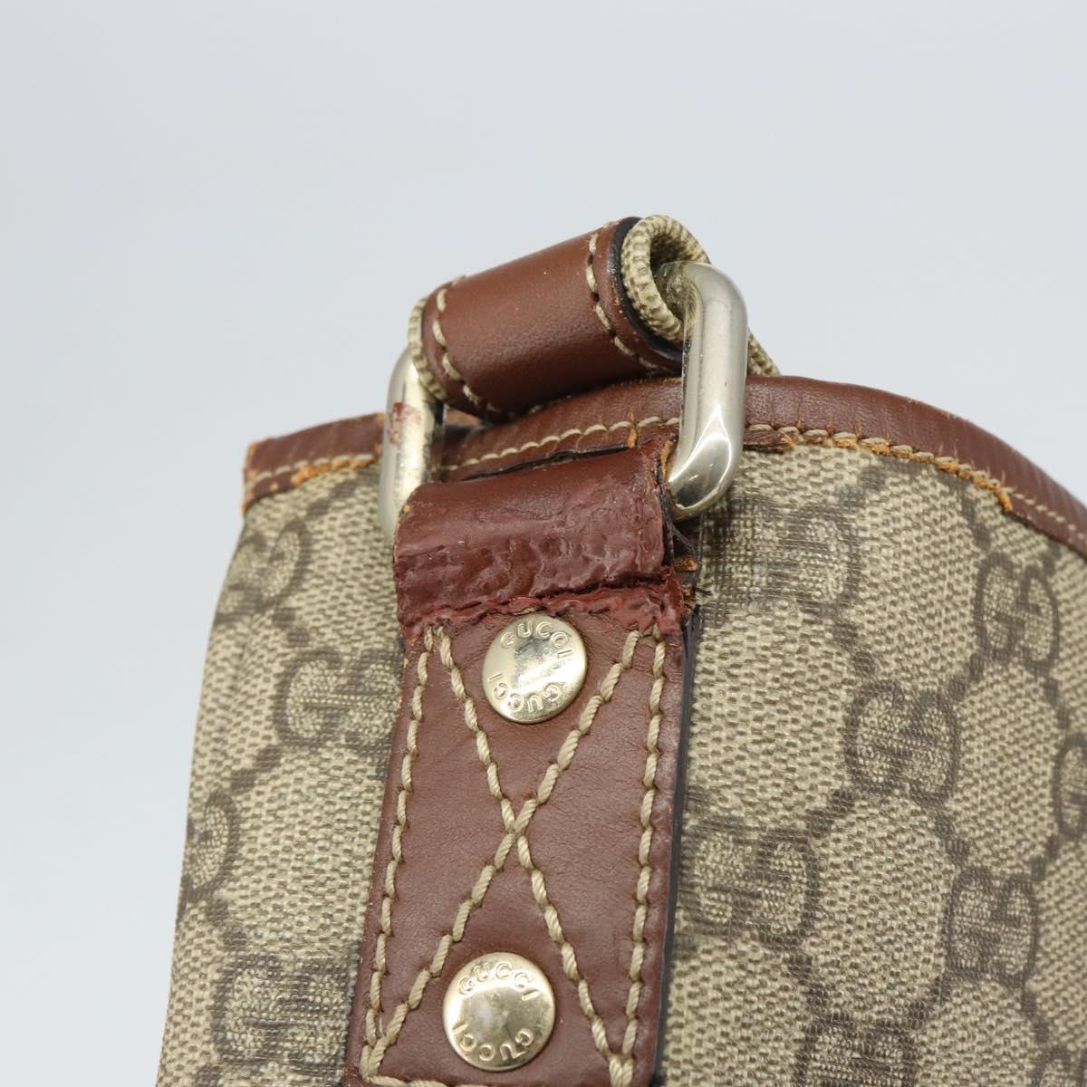 GUCCI GG Supreme Web Sherry Line Shoulder Bag PVC Beige Gold 246413 Auth ka1238