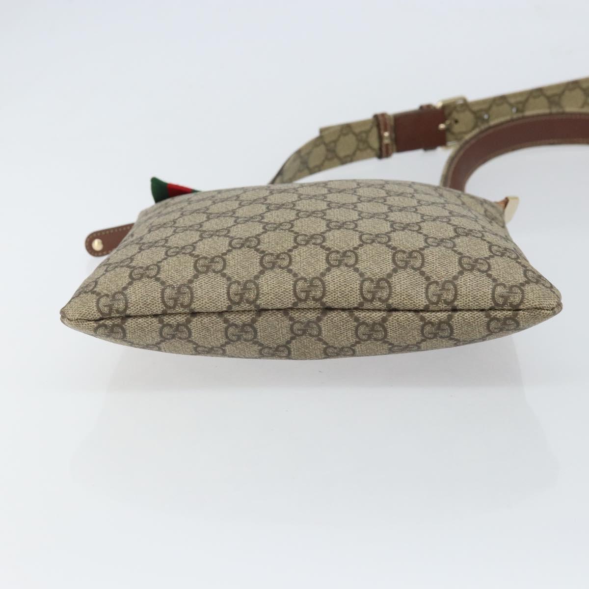 GUCCI GG Supreme Web Sherry Line Shoulder Bag PVC Beige Gold 246413 Auth ka1238