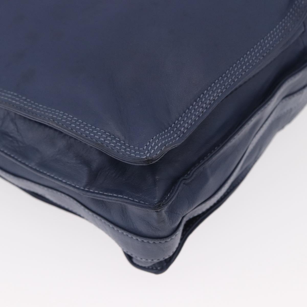 LOEWE Anagram Shoulder Bag Leather Blue Gold Auth ka124