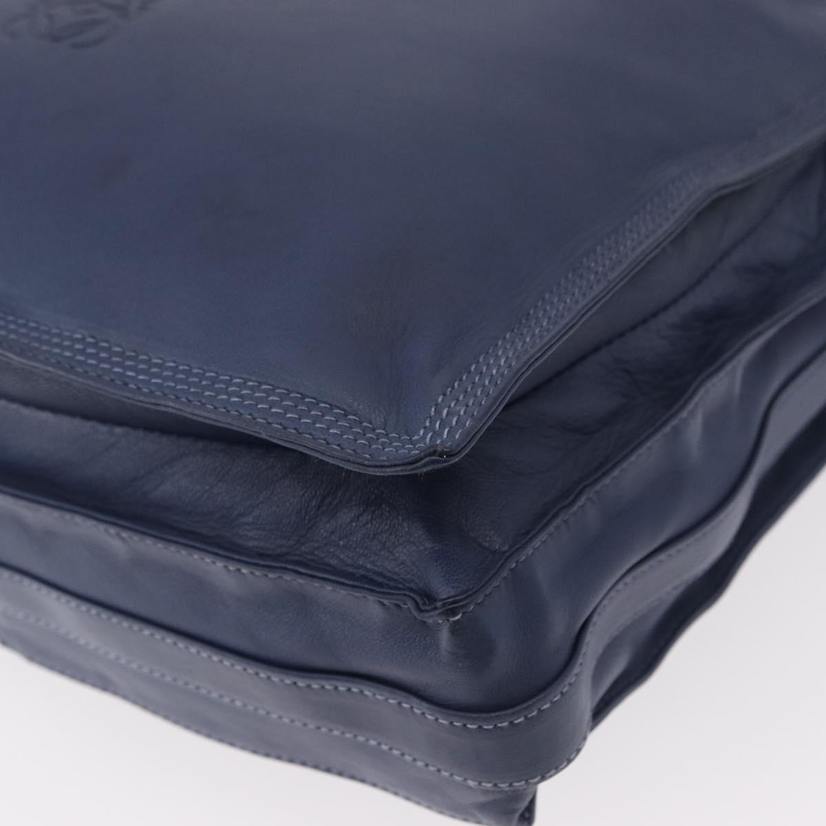 LOEWE Anagram Shoulder Bag Leather Blue Gold Auth ka124