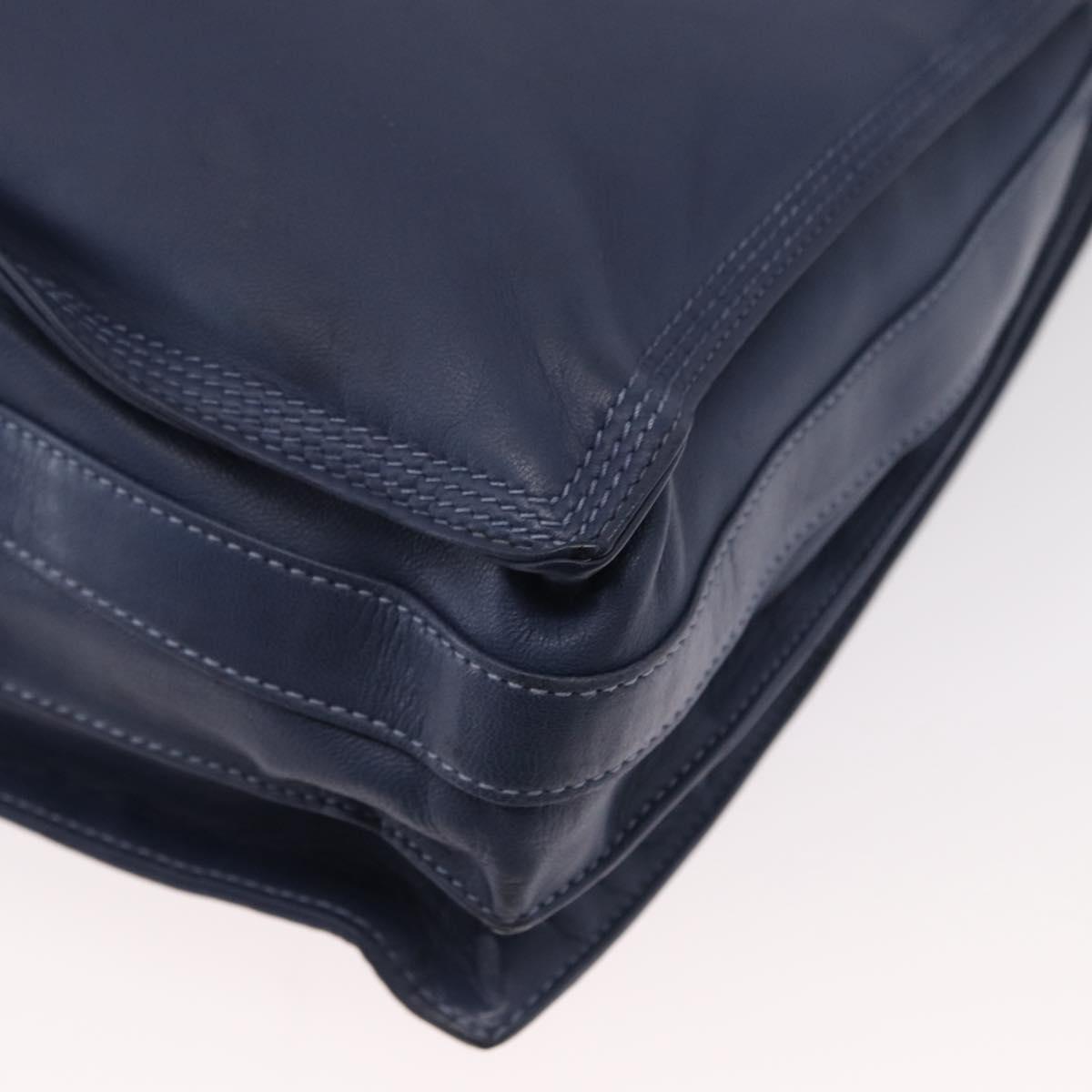 LOEWE Anagram Shoulder Bag Leather Blue Gold Auth ka124