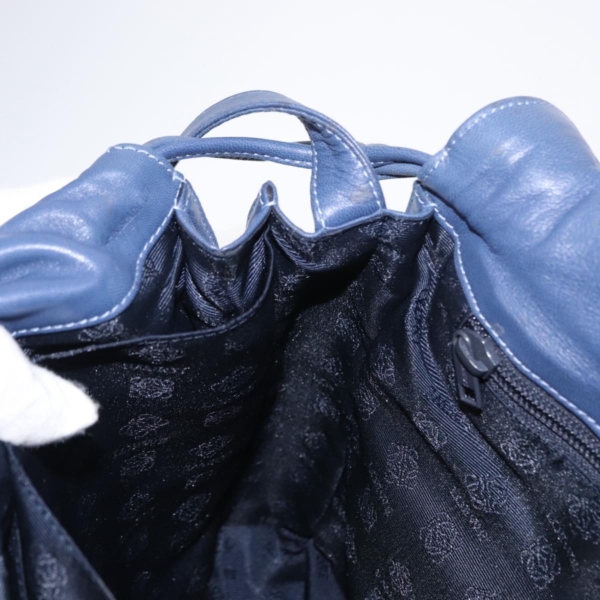 LOEWE Anagram Shoulder Bag Leather Blue Gold Auth ka124