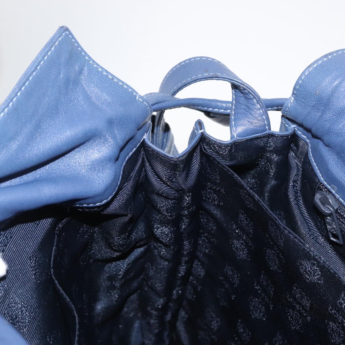 LOEWE Anagram Shoulder Bag Leather Blue Gold Auth ka124