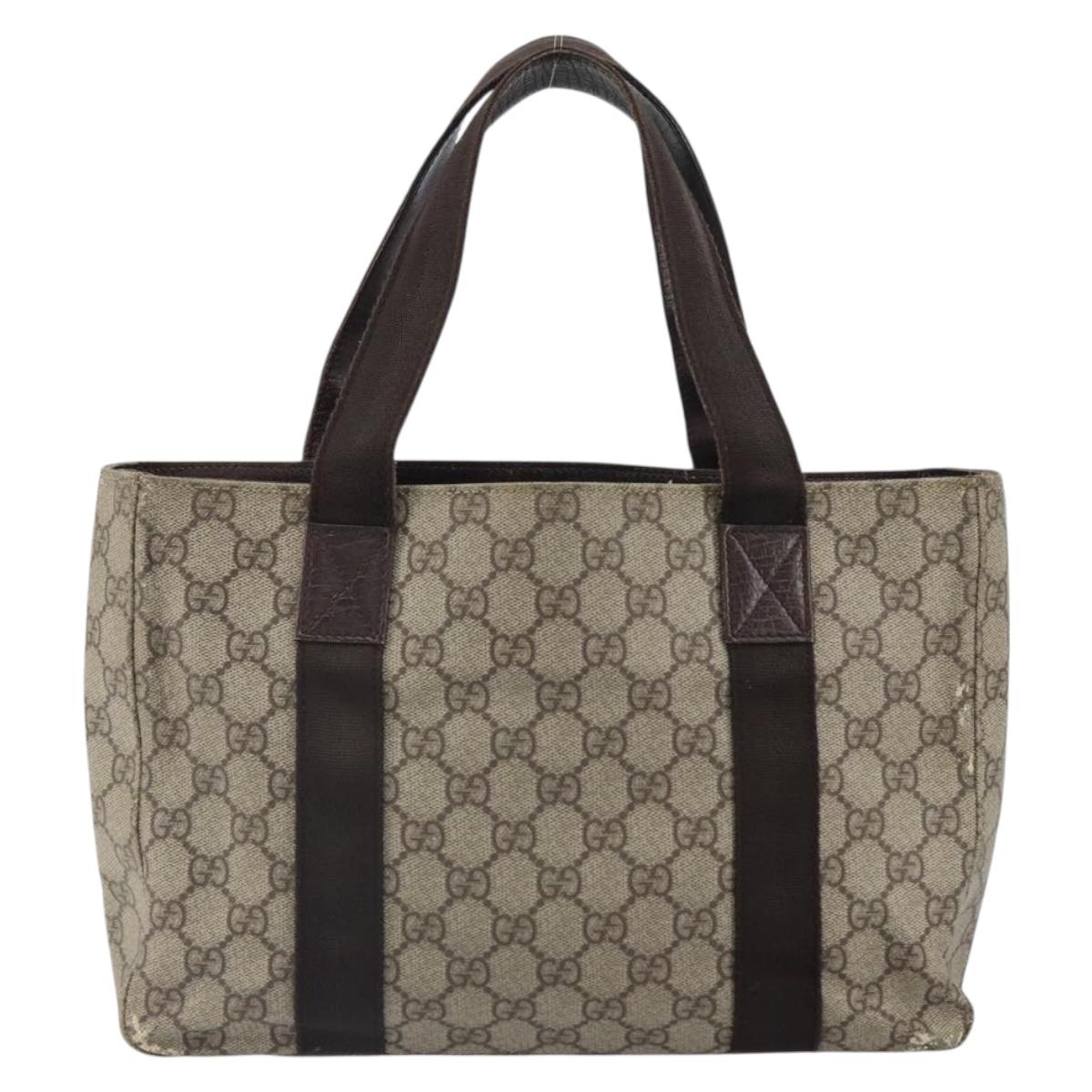 GUCCI GG Supreme Tote Bag PVC Beige Silver 141976 Auth ka1243