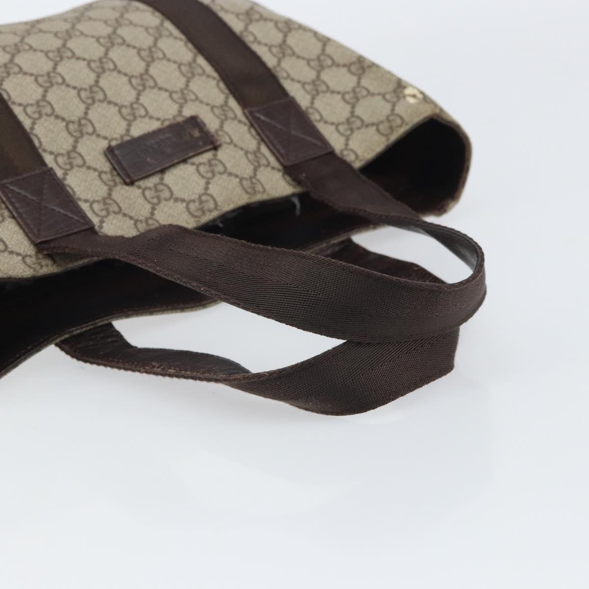 GUCCI GG Supreme Tote Bag PVC Beige Silver 141976 Auth ka1243