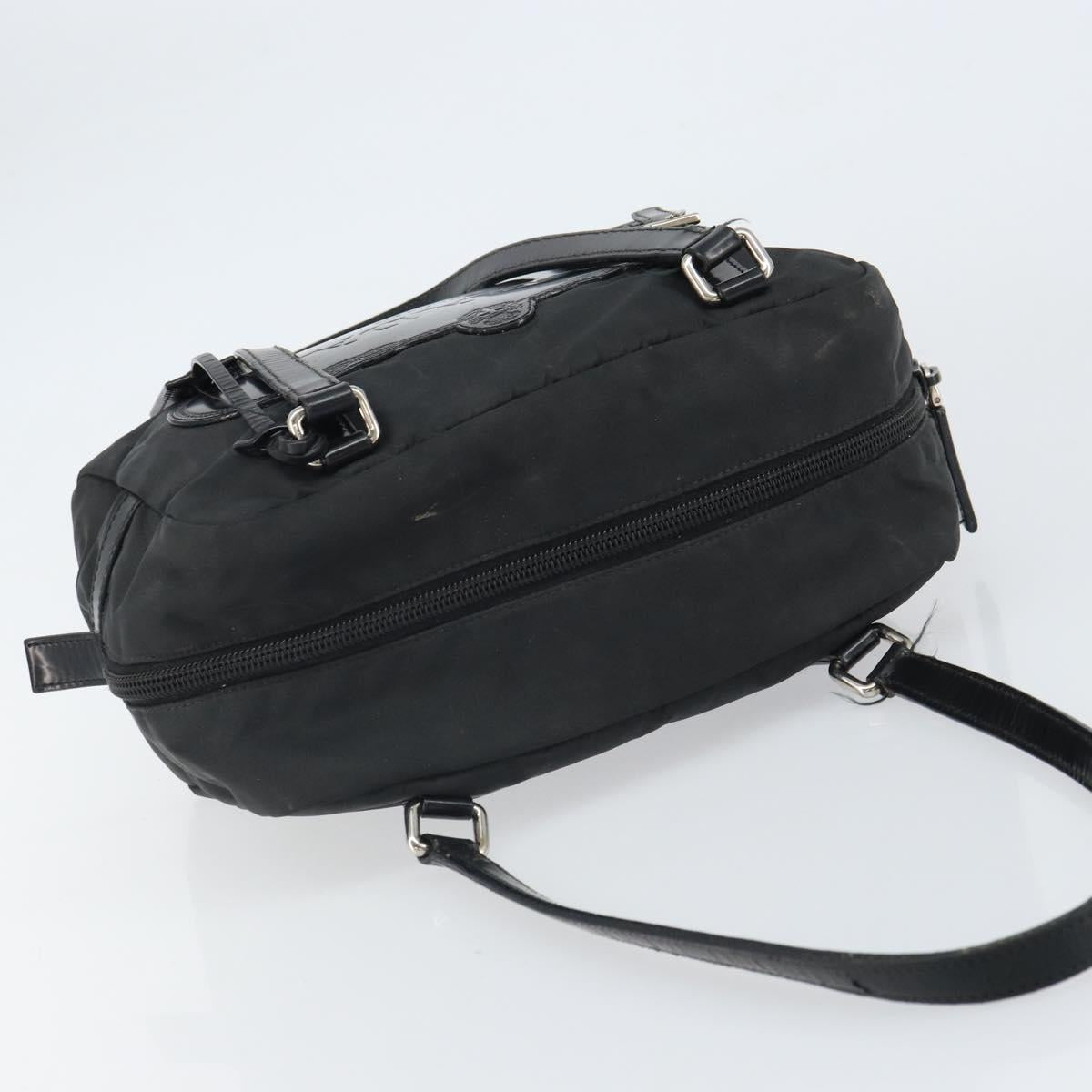 PRADA Hand Bag Nylon Black Silver Auth ka1246