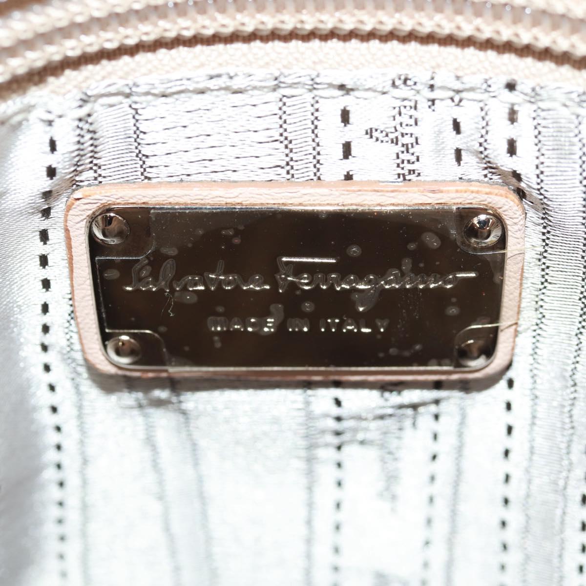 Salvatore Ferragamo Hand Bag Patent leather Yellow Silver Auth ka1247