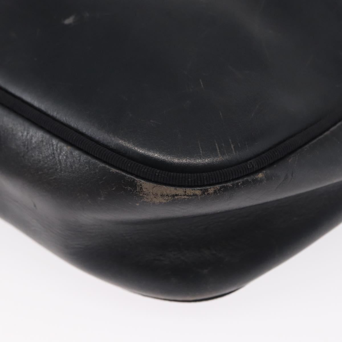 Salvatore Ferragamo Shoulder Bag Leather Navy Gold Auth ka1249