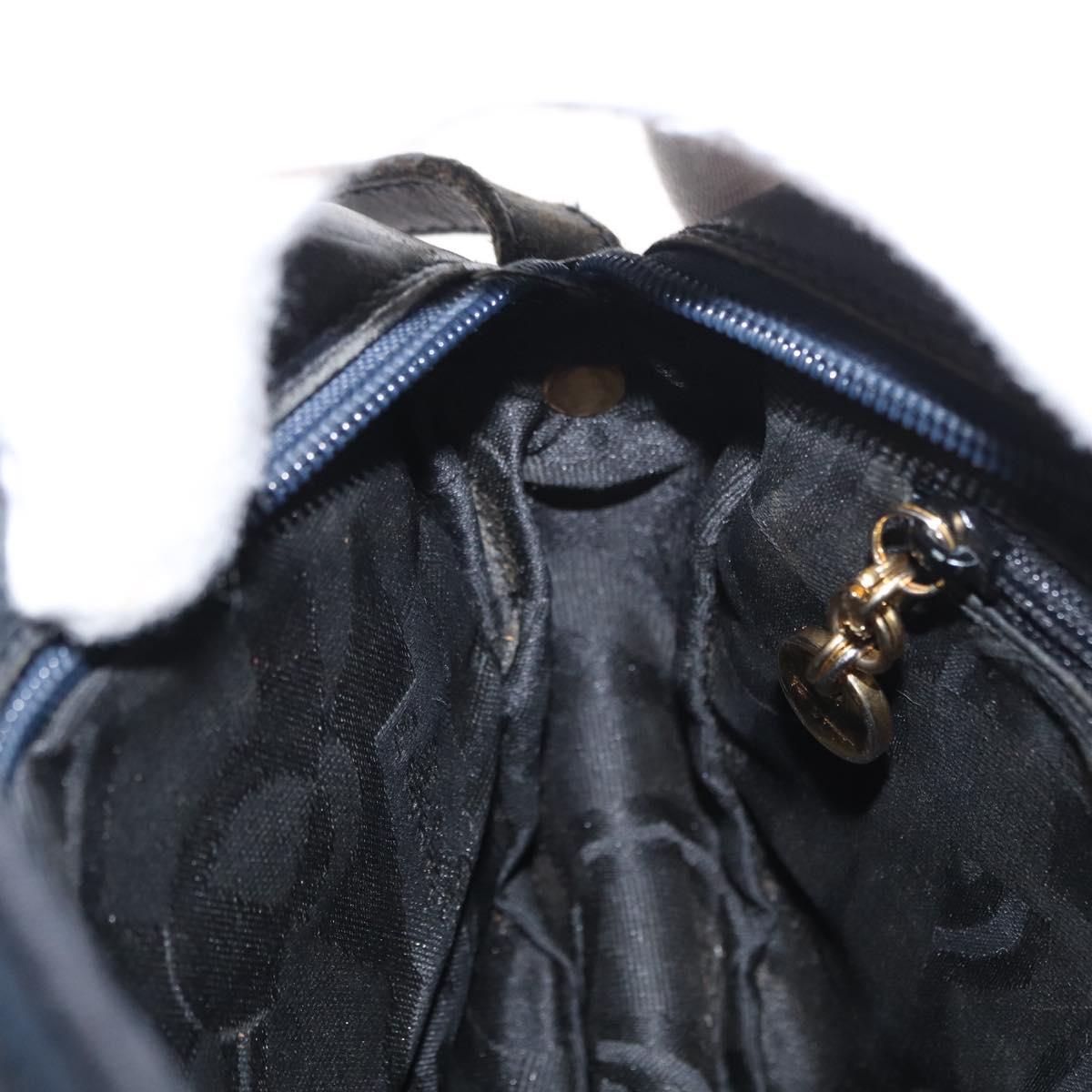 Salvatore Ferragamo Shoulder Bag Leather Navy Gold Auth ka1249