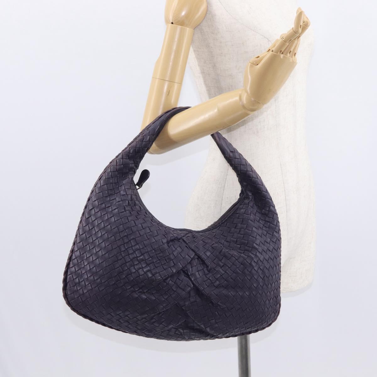 BOTTEGA VENETA INTRECCIATO Hobo Shoulder Bag Leather Purple 115653 Auth ka125