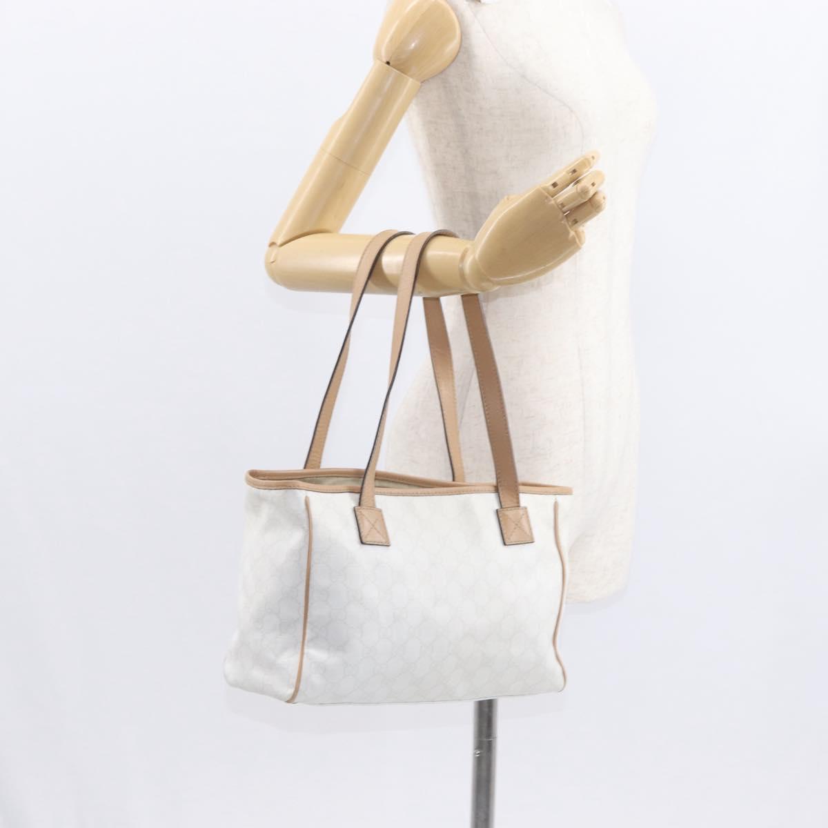 GUCCI GG Supreme Tote Bag PVC White Gold 264221 Auth ka1250